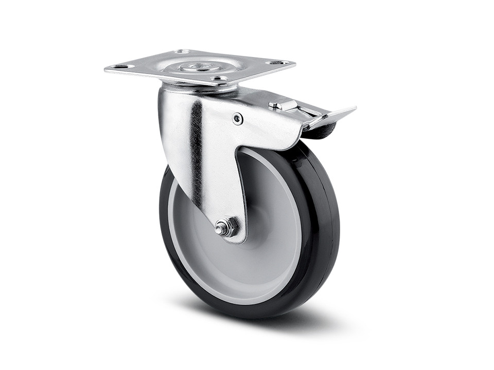 Roulette de meuble pivotante 1477 frein galet souple O 75mm