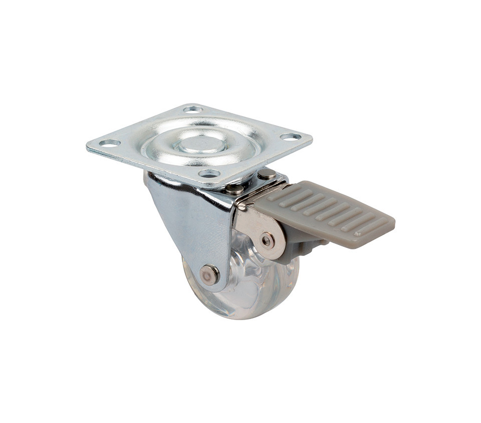 Roulette de meuble TOP-E O 35mm transparent avec frein