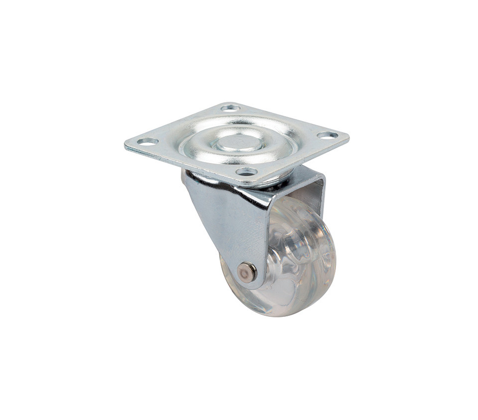 Roulette de meuble TOP-E o35mm transparent foncé sans frein