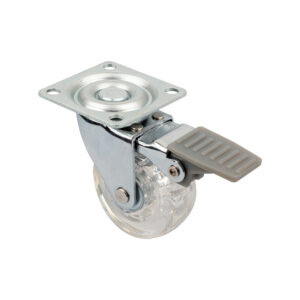 Roulette de meuble TOP-E o50mm transparent clair avec frein