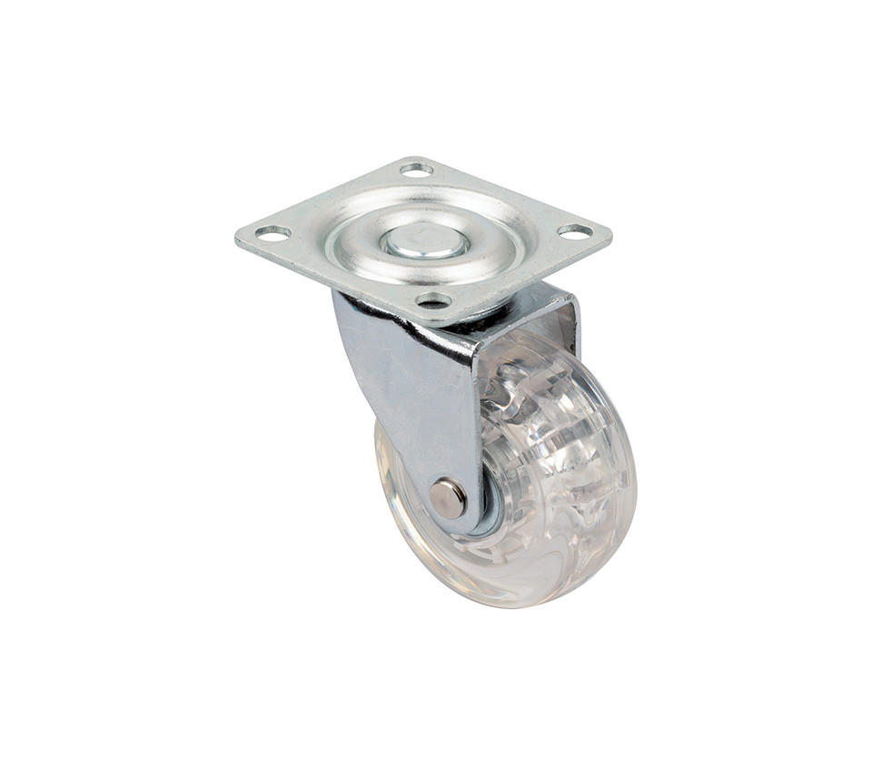 Roulette de meuble TOP-E O50mm transparent foncé sans frein