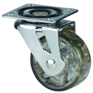 Roulette de meuble TOP O 50 mm transparent foncé sans frein