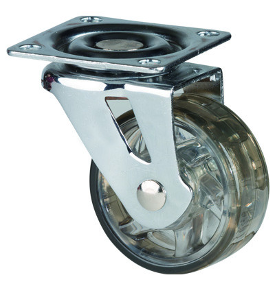 Roulette de meuble TOP O 50 mm transparent foncé sans frein