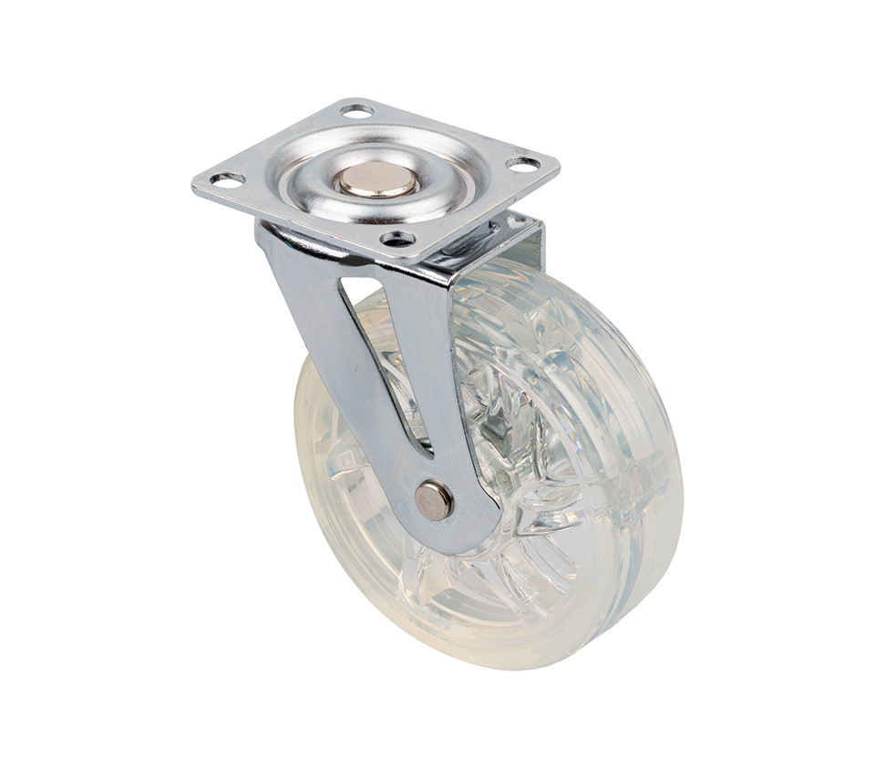Roulette de meuble TOP O 75mm transparent sans frein
