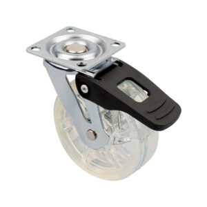 Roulette de meuble TOP O75mm transparent avec frein