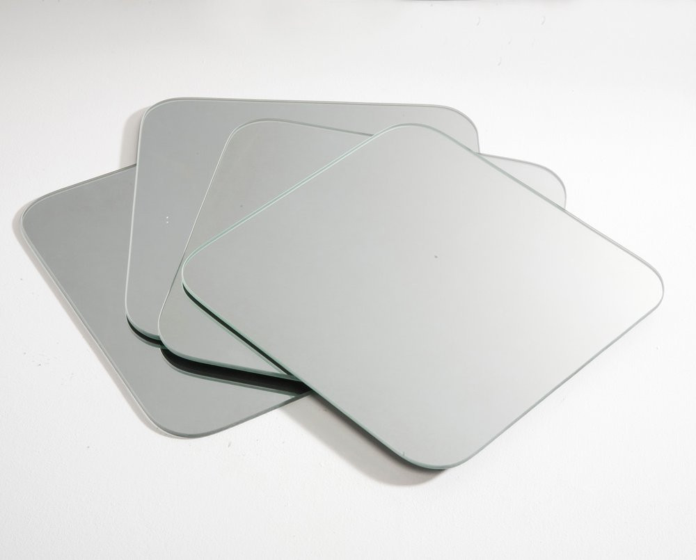 Set de 4 miroirs carres arrondis 20x20cm