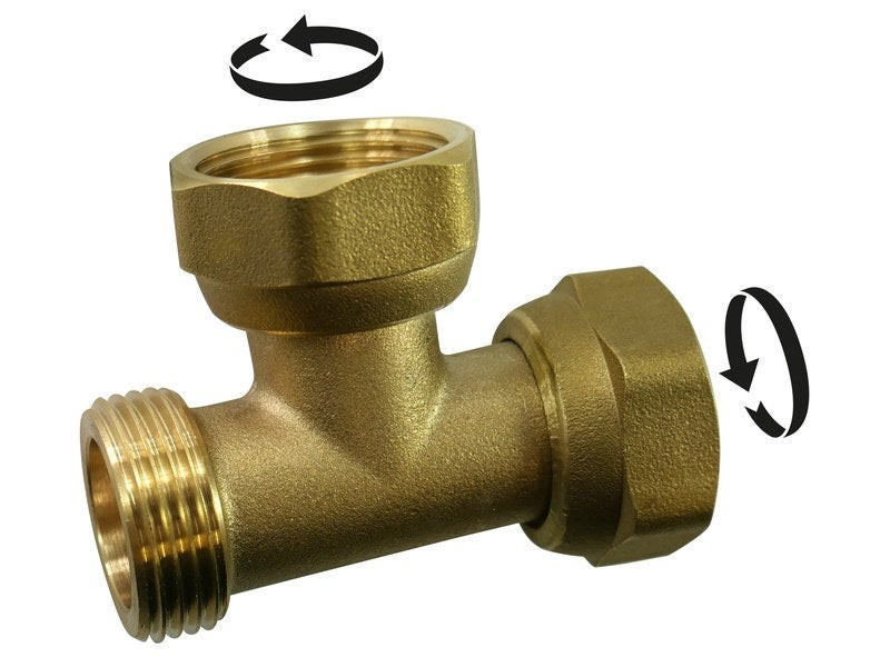 Té double m/f à visser laiton F 12 x 17 pour tube en cuivre