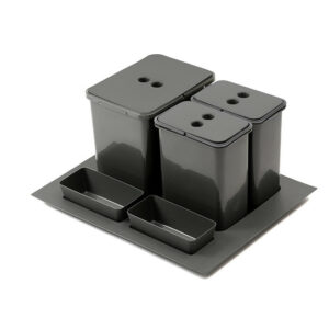 Trieur à déchets 1x16 + 2x8 l inséré dans tiroir 600 mm, anthracite