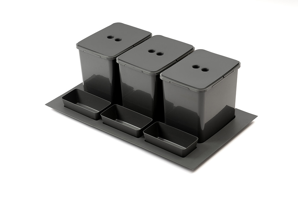 Trieur à déchets 3x16 l intégré tiroir 800-900 mm, anthracite