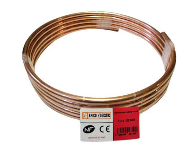 Tube d'alimentation cuivre recuit, Diam.10 x 12 mm, en couronne de 10 m