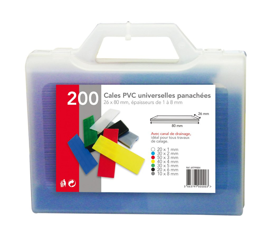 Valisette de 200 cales de pose PVC universelles