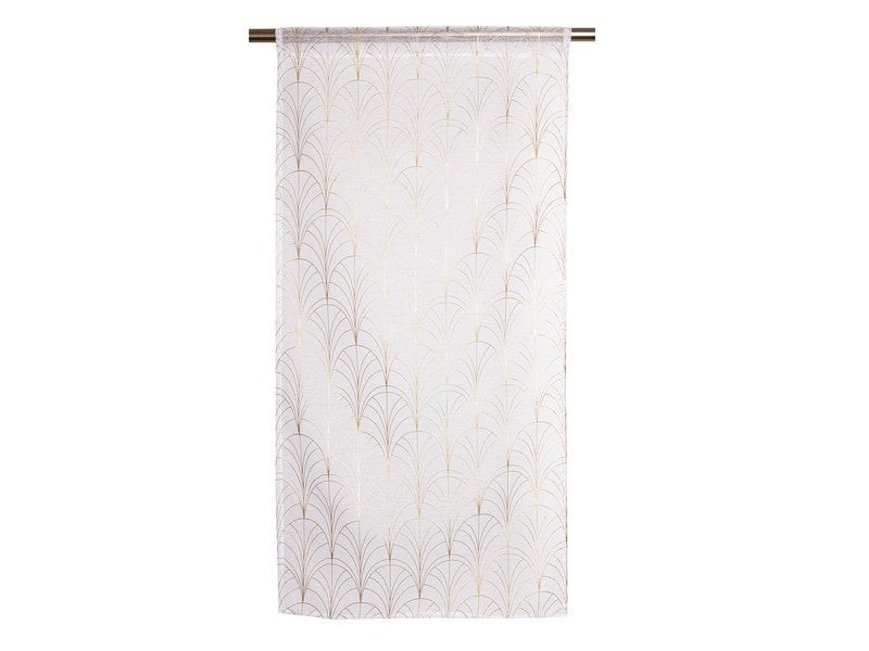 Vitrage transparent Tamara blanc et dore l. 80 x H. 160 cm