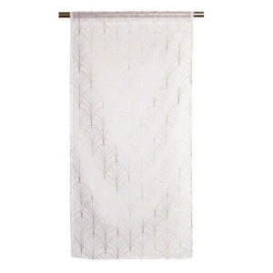 Vitrage transparent Tamara blanc et dore l. 90 x H. 210 cm