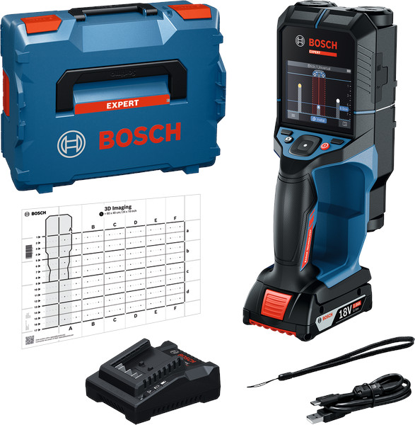 Scanner mural 18 V D-Tect 18V-200-17 C + 1 batterie 2 Ah + chargeur + coffret L-BOXX BOSCH EXPERT 0601081605