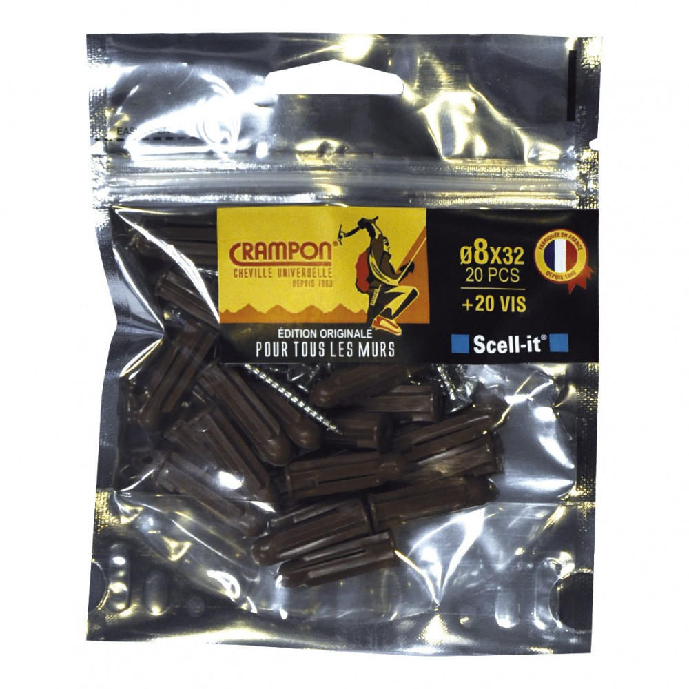 Lot de 20 chevilles et vis à verrouillage de forme SCELL-IT, Diam.8 mm x L.32 mm