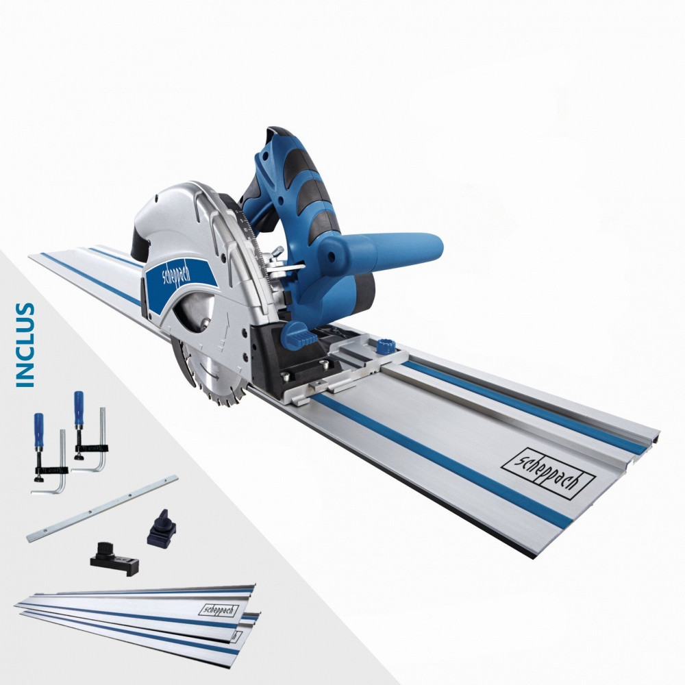 Scie circulaire plongeante filaire PL56 SCHEPPACH, 1200 W, 160 mm + rail