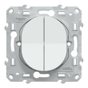 Double interrupteur va-et-vient à assembler Ovalis, SCHNEIDER ELECTRIC, blanc