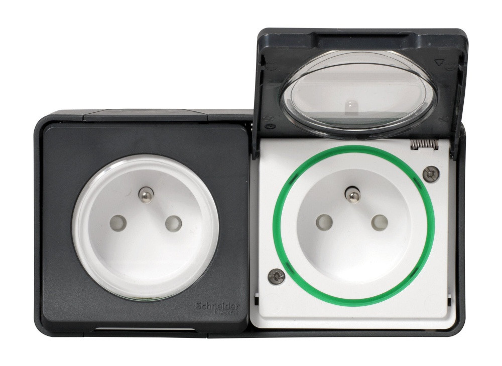 Double prise avec terre saillie Mureva Styl, SCHNEIDER ELECTRIC, anthracite
