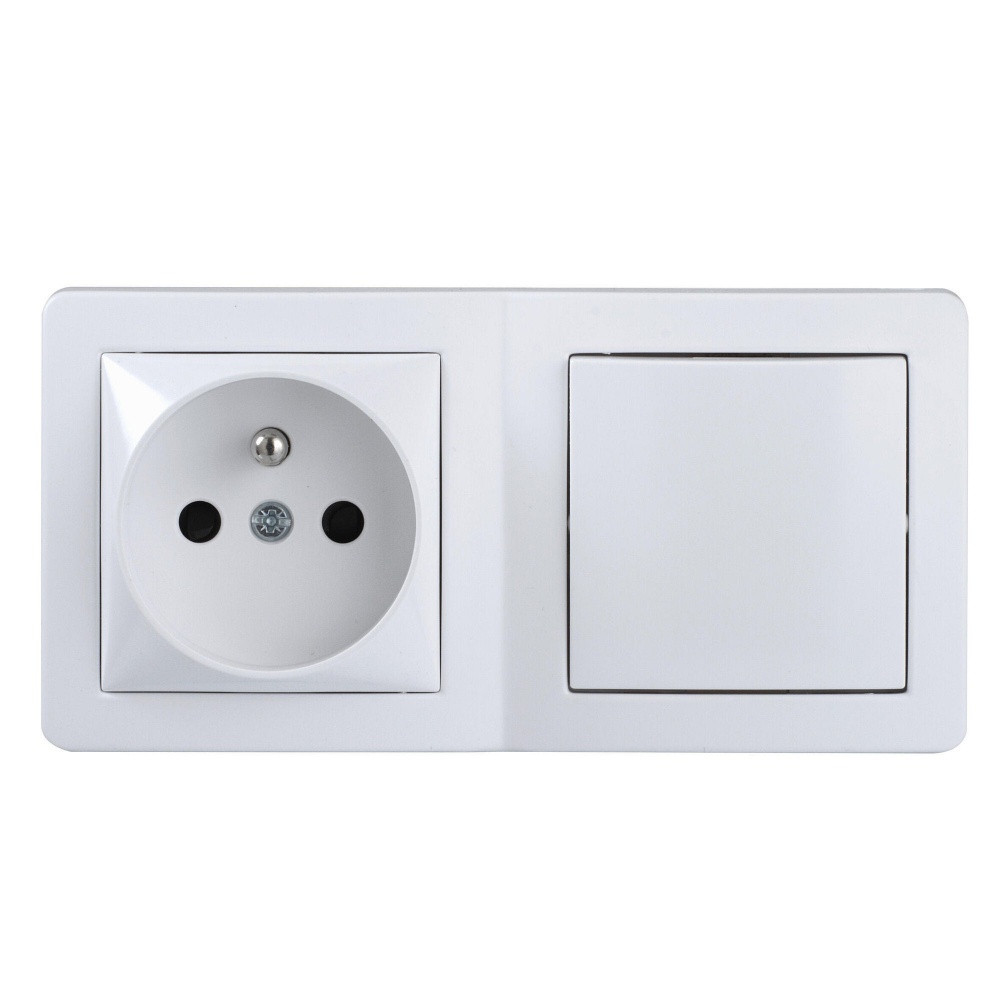 Interrupteur + prise saillie complet Alréa, SCHNEIDER ELECTRIC, blanc