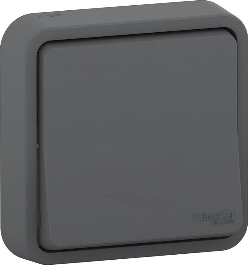 Interrupteur va-et-vient étanche encastré complet Mureva Styl, SCHNEIDER ELECTRIC, anthracite