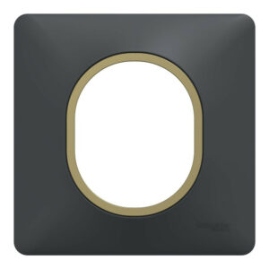 Plaque simple Ovalis, SCHNEIDER ELECTRIC, anthracite bague effet laiton