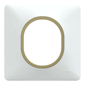 Plaque simple Ovalis, SCHNEIDER ELECTRIC, blanc bague effet laiton