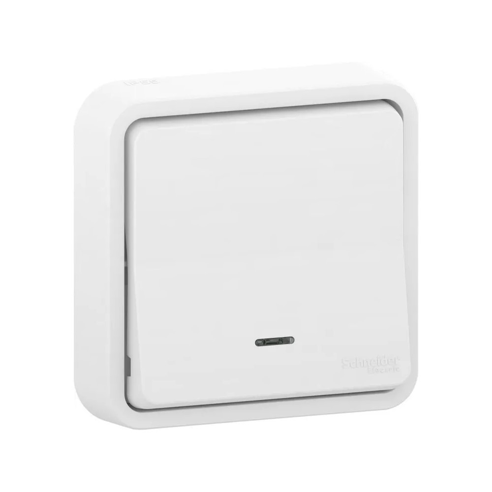 Poussoir étanche lumineux encastrable Mureva Styl, en ABS Blanc