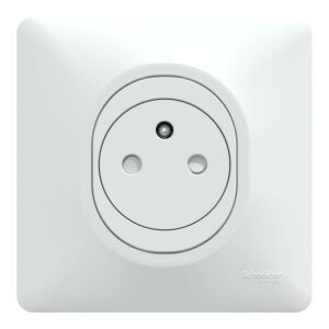 Prise avec terre affleurante complet Ovalis, SCHNEIDER ELECTRIC, blanc