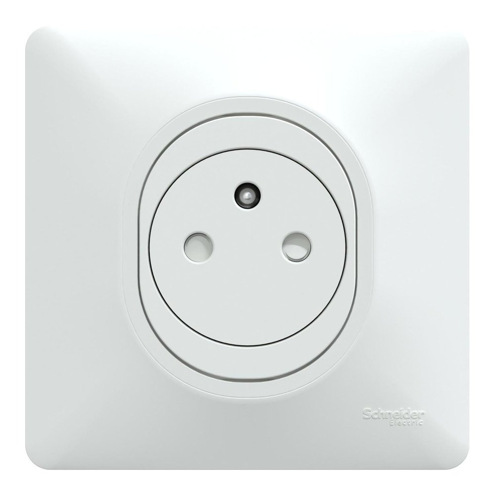 Prise avec terre affleurante complet Ovalis, SCHNEIDER ELECTRIC, blanc