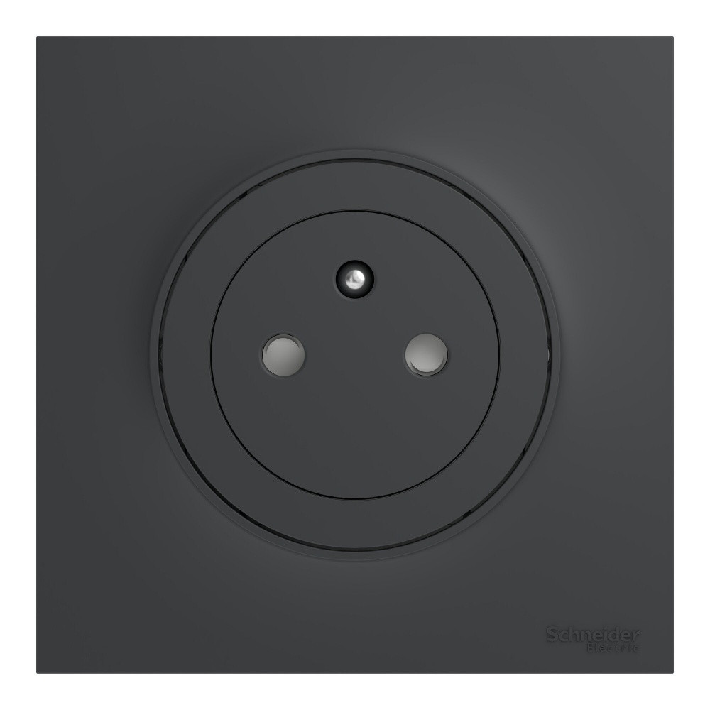 Prise avec terre affleurante complète Odace, SCHNEIDER ELECTRIC, anthracite