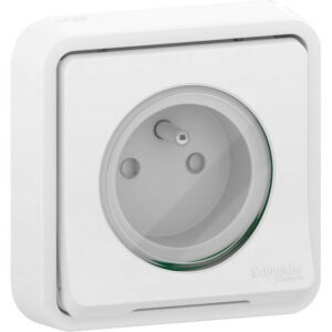 Prise avec terre étanche complet Mureva Styl, SCHNEIDER ELECTRIC, blanc