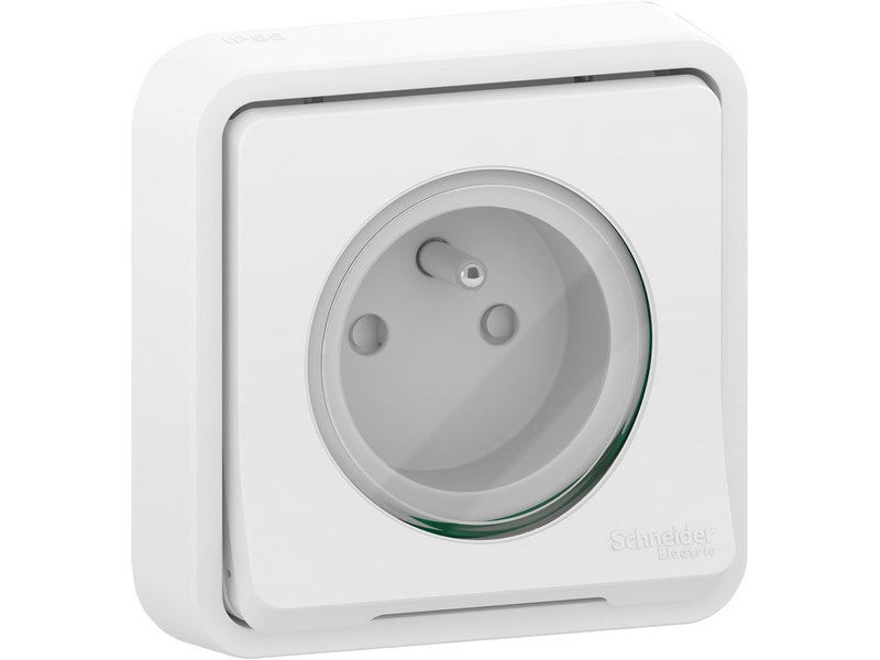 Prise avec terre étanche complet Mureva Styl, SCHNEIDER ELECTRIC, blanc