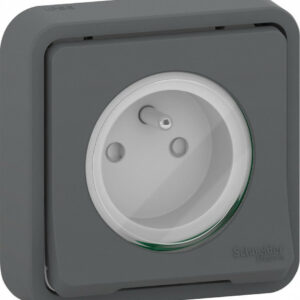 Prise avec terre étanche encastrée complet Mureva Styl, SCHNEIDER ELECTRIC, anthracite