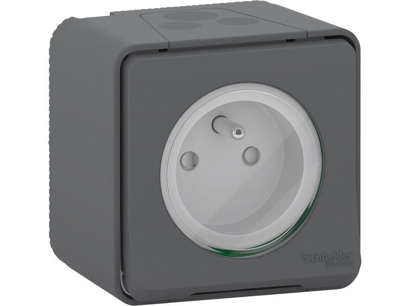 Prise avec terre saillie Mureva, gris anthracite