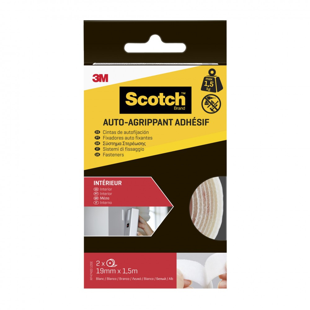 2 rubans agrippant adhésifs blanc intérieur SCOTCH L.150 x l.19 mm