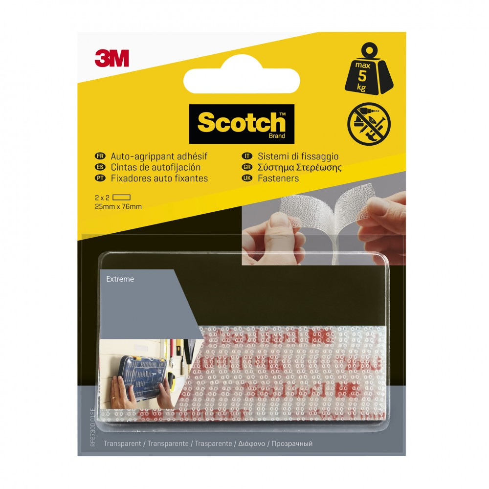 4 bandes auto-agrippantes transparent SCOTCH L.7.6 x l.25 mm