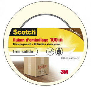 Adhésif SCOTCH emballage une face multiusage L.100 m x l.48 mm, transparent