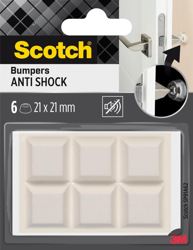 Lot de 6 patins de pied de meuble en polyuréthane adhésif SCOTCH l.21 x 21 mm