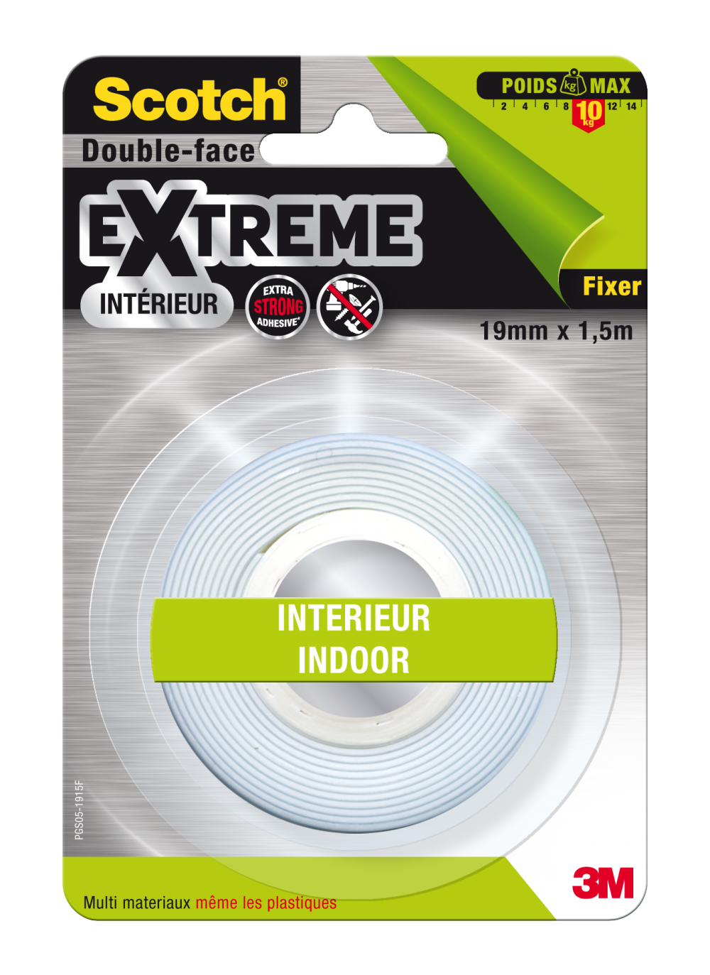 Rouleau adhésif double face intérieur SCOTCH EXTRÊME L.1.5 M x l.19 mm