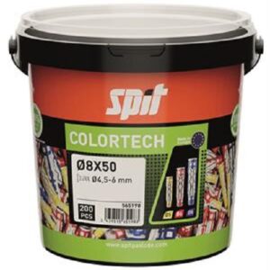 Seau de 200 chevilles bi-matière COLORTECH 8x50 sans vis SPIT 565198