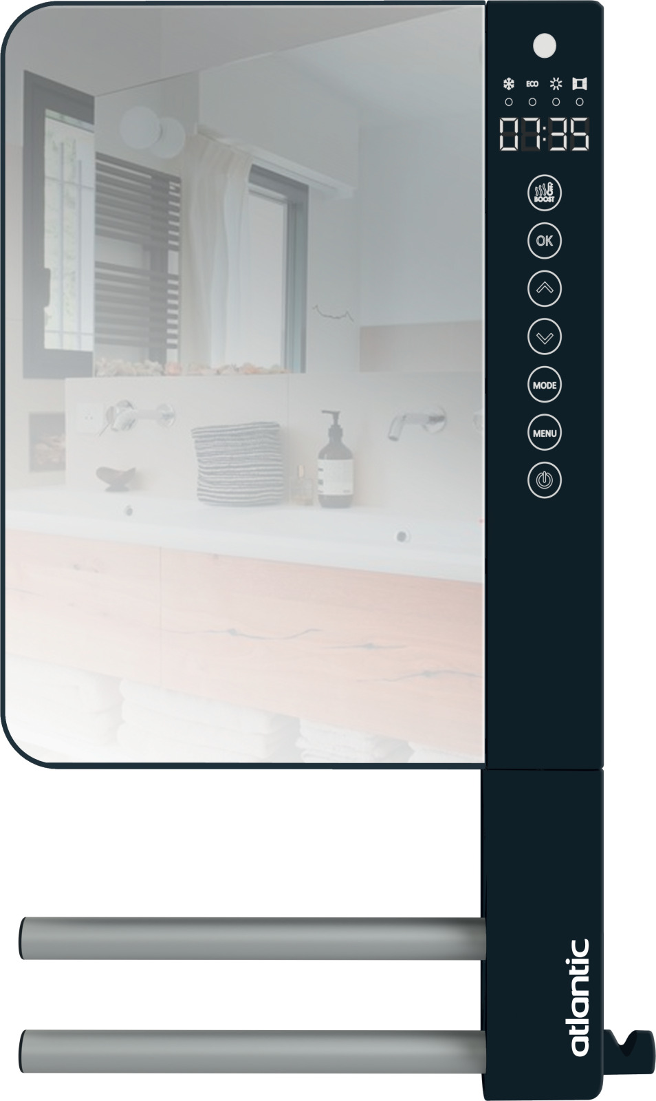 Sèche-serviette électrique soufflant 1800 W TELIA avec miroir et barres ATLANTIC 720111