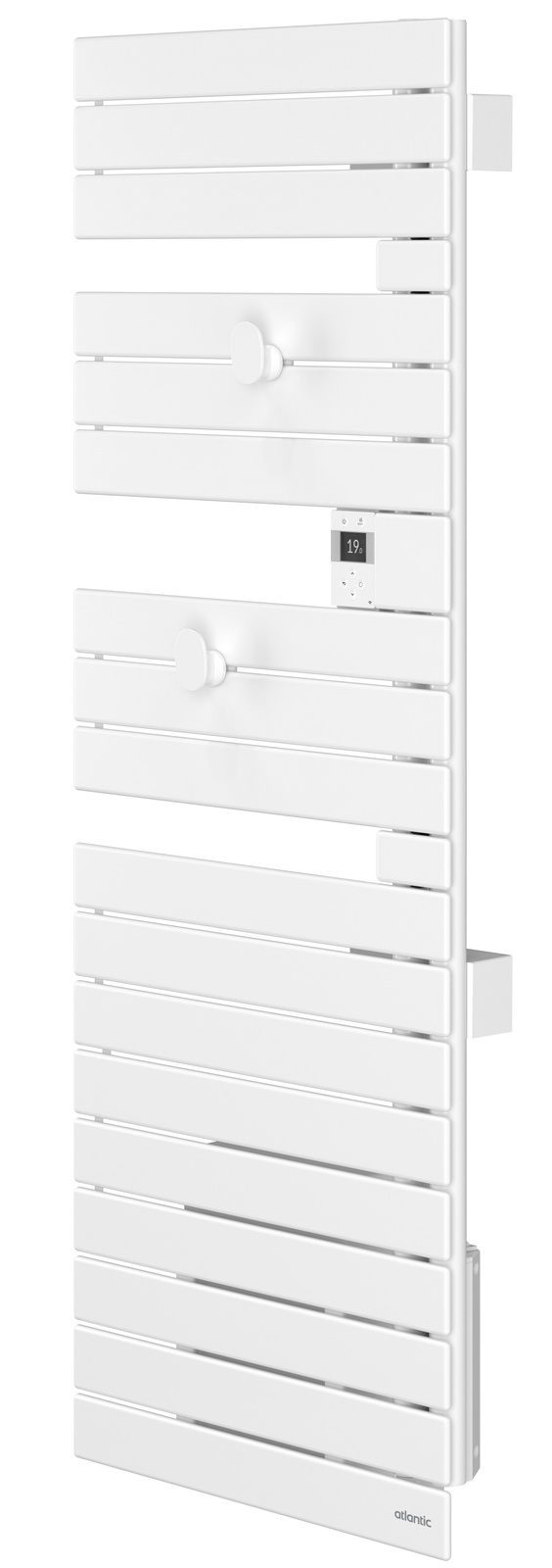 Sèche-serviettes électrique NEFERTITI Mât à droite avec soufflerie 1500 W blanc brillant ATLANTIC 850051