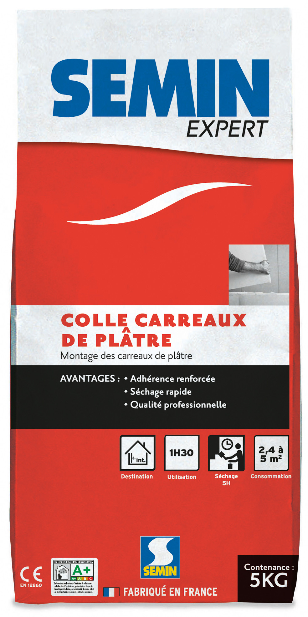 Colle pour carreaux de plâtre SEMIN, 5 kg