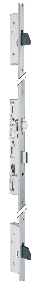 Serrure 3 points TF3 pêne dormant à rouleau 45 mm têtière en U 24 x 6 STREMLER 6374.45.0A