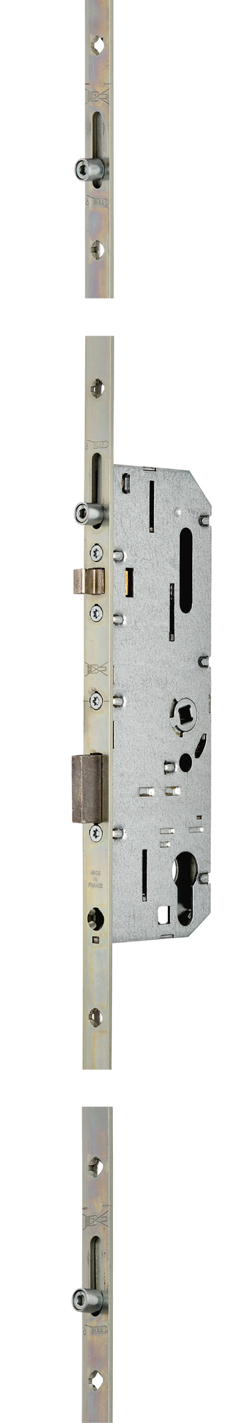 Serrure 4 points série 20215 automatique L2150 têtière 18 mm Axe 50 mm bout carré sans gâche VACHETTE 26770000