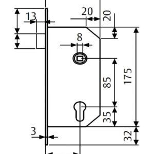 Serrure 4039 gauche sur antipanique TESA 4039TR6IN