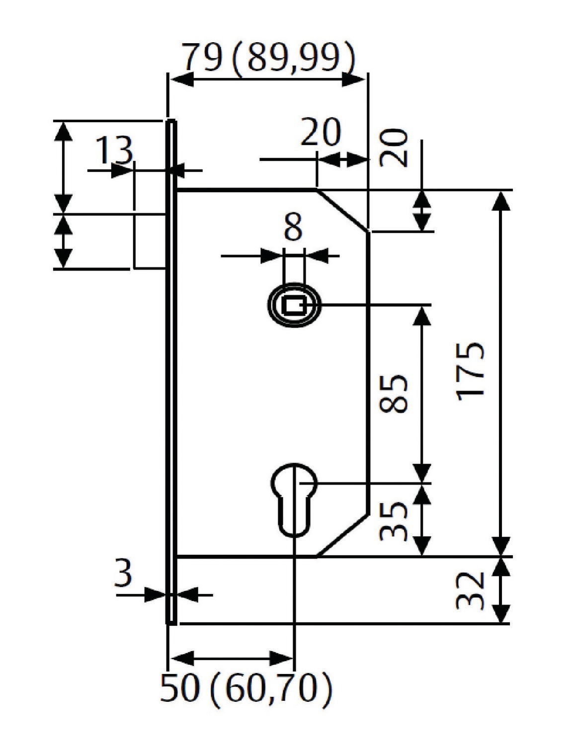 Serrure 4039 gauche sur antipanique TESA 4039TR6IN