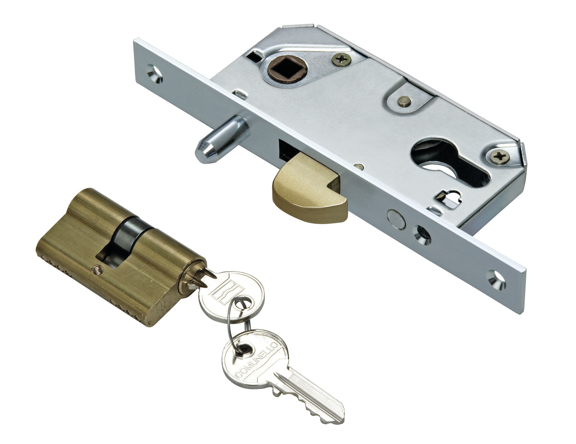 Serrure à crochet axe 40 mm pour porte coulissante coffre de 63 mm IBFM 447PB