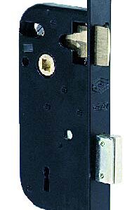 Serrure à larder 4G droite axe 50 mm fouillot équerre finition noir bout rond JPM 000210-02-1X