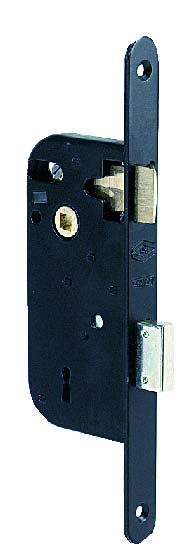 Serrure à larder 4G droite axe 50 mm fouillot équerre finition noir bout rond JPM 000210-02-1X
